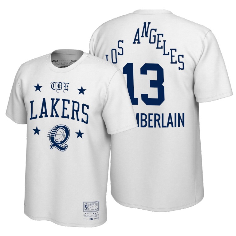 Men's Los Angeles Lakers Wilt Chamberlain #13 NBA ScHoolboy Q Limited Edition REMIX White Basketball T-Shirt SJV8483TV
